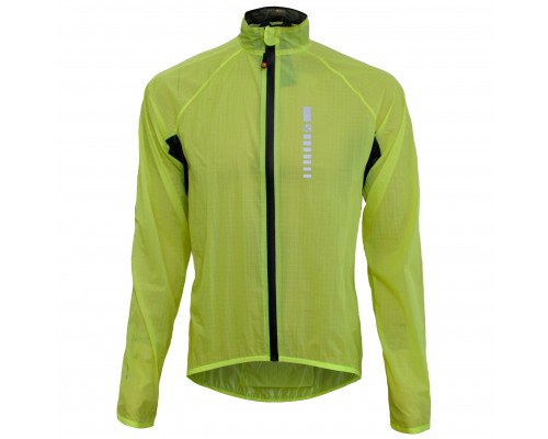 Велокуртка/дождевик 12-742 Saronno WJ-1412 Yellow Ref Men Pro Light Rain Jacket с длинной молнией со светоотражающими элементами неоновая размер L FUNKIER
