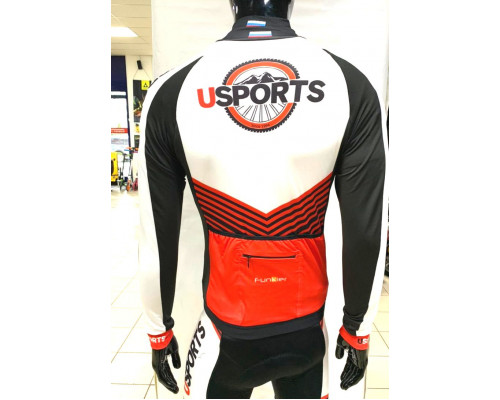 Велоформа 19-151 ВЕЛОФУТБОЛКА с длинной рукавом Parma -J-930LW с длинной молнией со светоотражателями, с водонепроницаемым корманом размер S команда USPORTS TEAM PRO