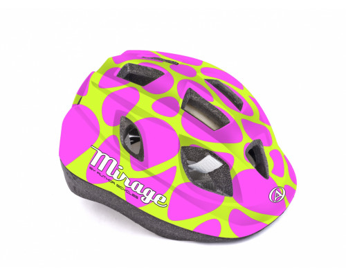 Шлем 8-9089969 с сеточкой Mirage 195 INMOLD детский/подростковый 12 отверстий, розово-желтый 48-54см AUTHOR