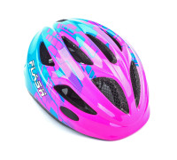Шлем 8-9090136 Flash X8 Pink/Blue matt INMOLD детский/подростковый светодиодный фонарик 6 красных LED диодов 3функции, 11отверстий, розово-голубой 47-51см AUTHOR