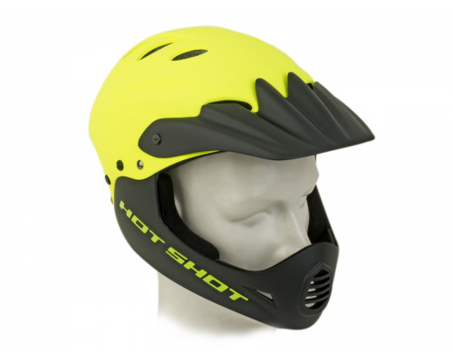 Шлем 8-9110388 Freeride/DH/BMX/Enduro FullFace ABS-HARD SHELL суперпрочный Hot Shot HST X9 191 Yell-Neon/Blk 17 отверстий, неоново-желтый 54-56см AUTHOR